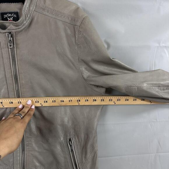 Vintage Y2k Diesel Co Leather Jacket Men Large Goat Moto Racer Biker Gray Zip - Picture 15 of 16